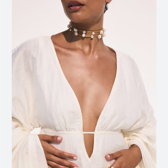 Brand New Cult Gaia Alva versatile choker / arm / wrist gold mesh,baroque pearls - Picture 2 of 6